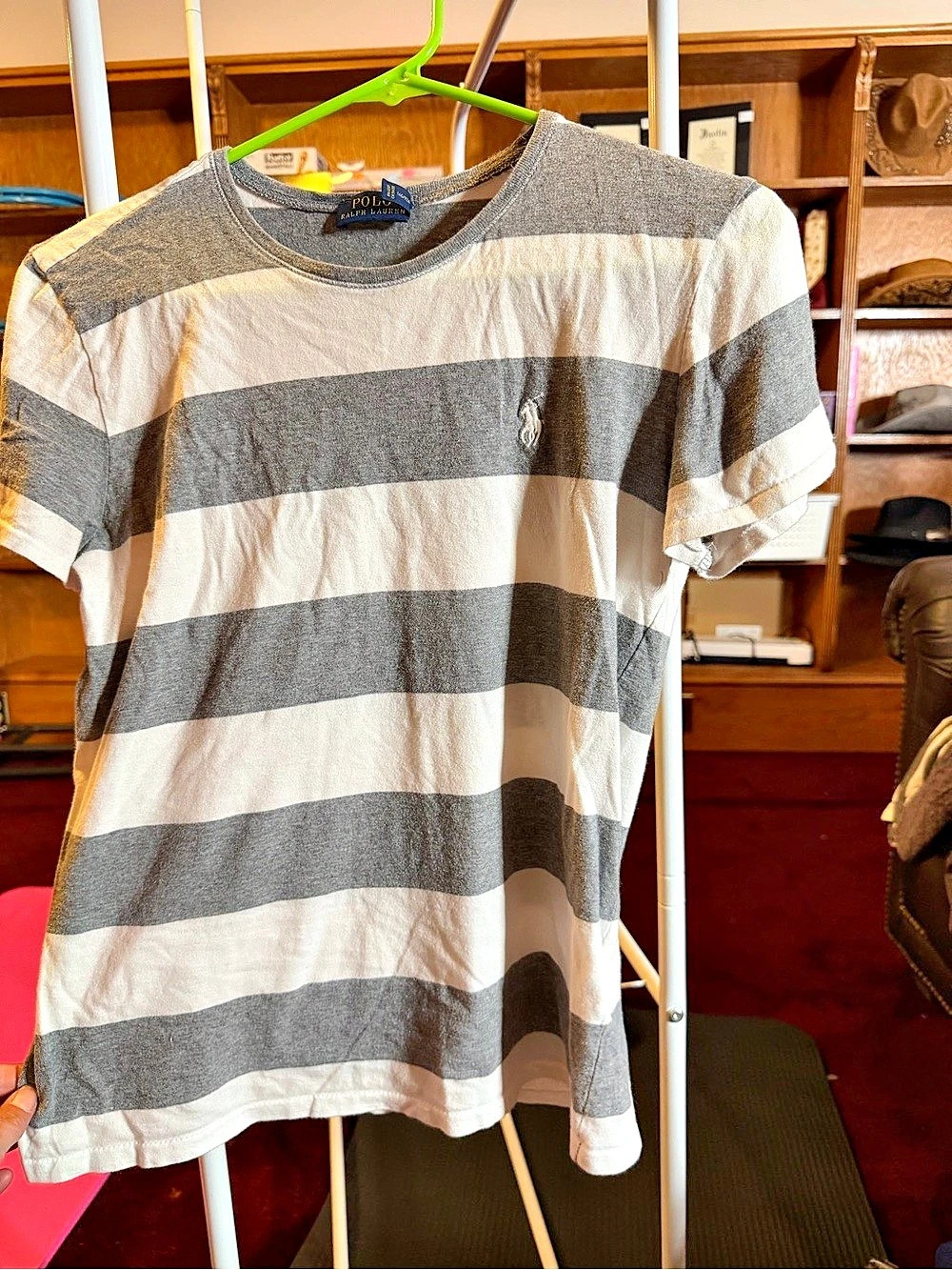 Polo Ralph Lauren Striped Short Sleeve Tee in Gray & White Size Medium